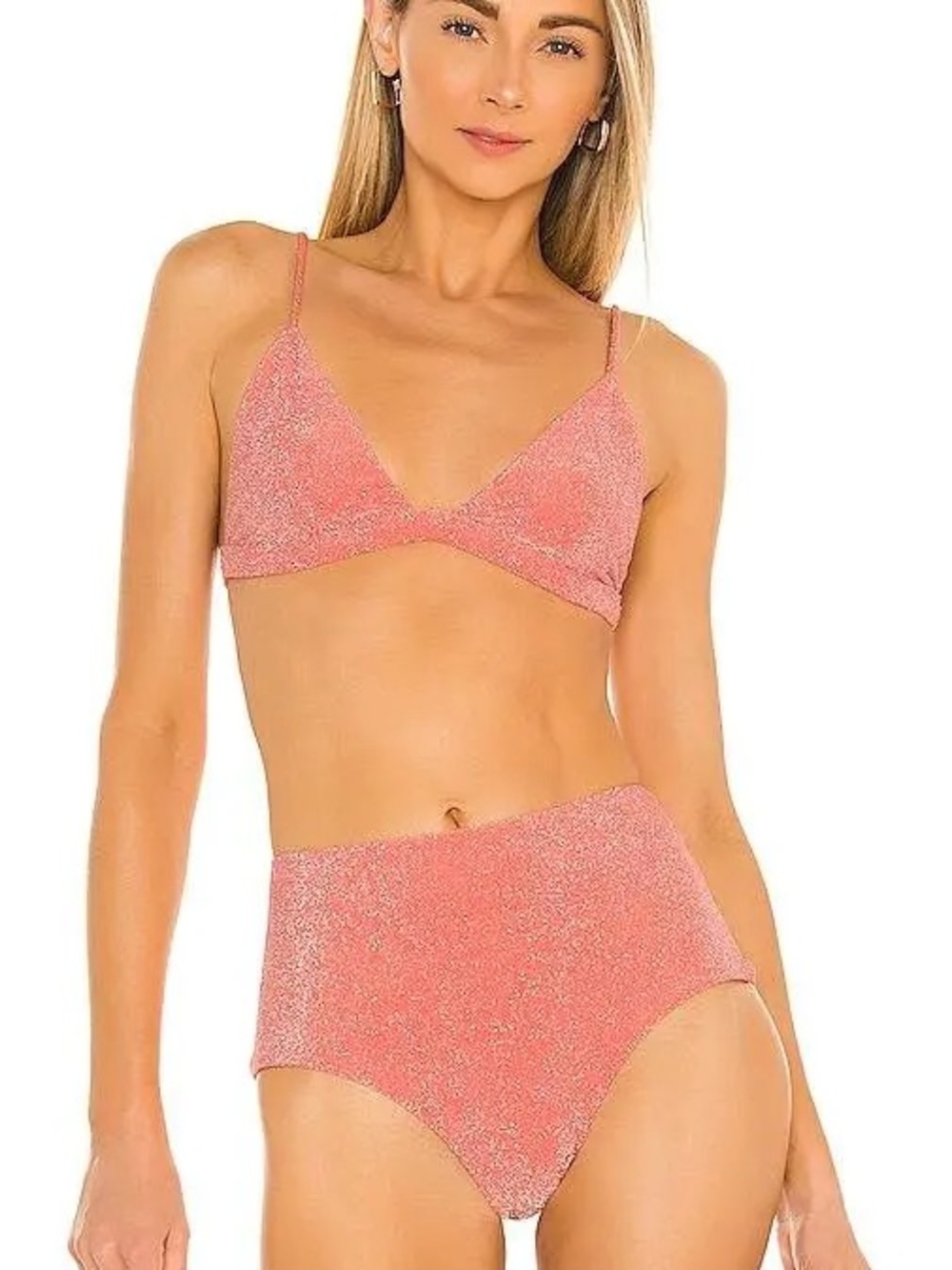Mikoh Taga Rose Pink Sparkle Bikini Triangle top